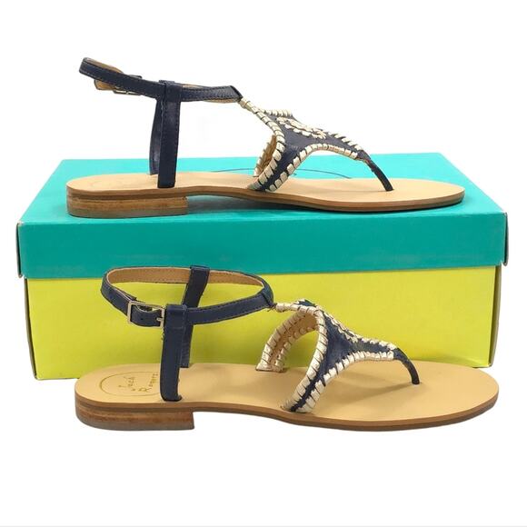 Jack Rogers Maci Sandal in Midnight Platinum Trim - Picture 1 of 10